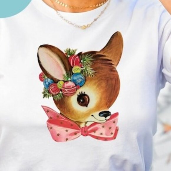 Retro Reindeer Christmas Shirt Gift for Her, Vintage Cottagecore Christmas Shirt - Picture 3 of 3